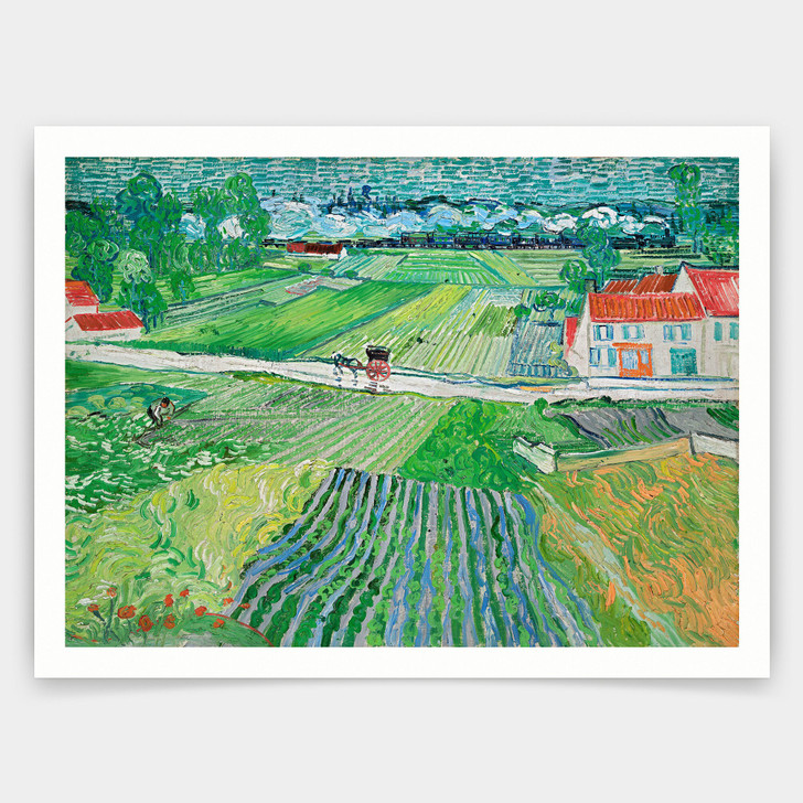 Vincent van Gogh,Landscape with a Carriage and a Train,art prints,Vintage art,canvas wall art,famous art prints,q1442