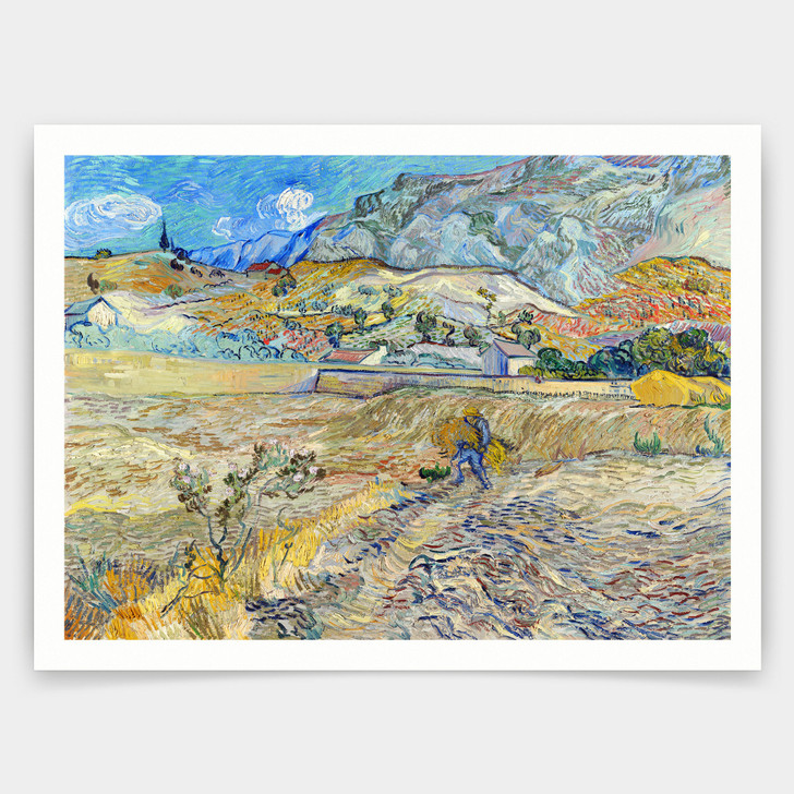 Vincent van Gogh,Landscape at Saint-Rémy,Enclosed Field with Peasant,1889,art prints,Vintage art,canvas wall art,famous art prints,q1441