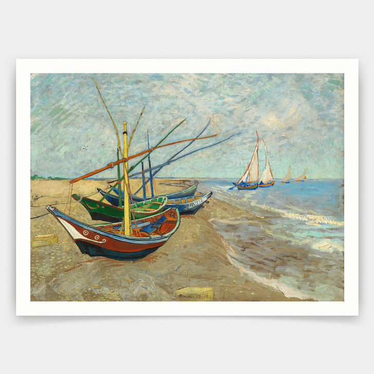 Vincent van Gogh,Fishing Boats on the Beach at Les Saintes-Maries-de-la-Mer,art prints,Vintage art,canvas wall art,famous art prints,q1433