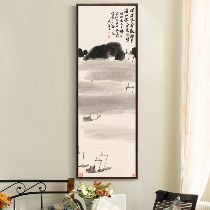 Qi Baishi,Twelve Landscape Screens 4,Chinese painting,Vertical Narrow Art,large wall art,framed wall art,canvas wall art,M675