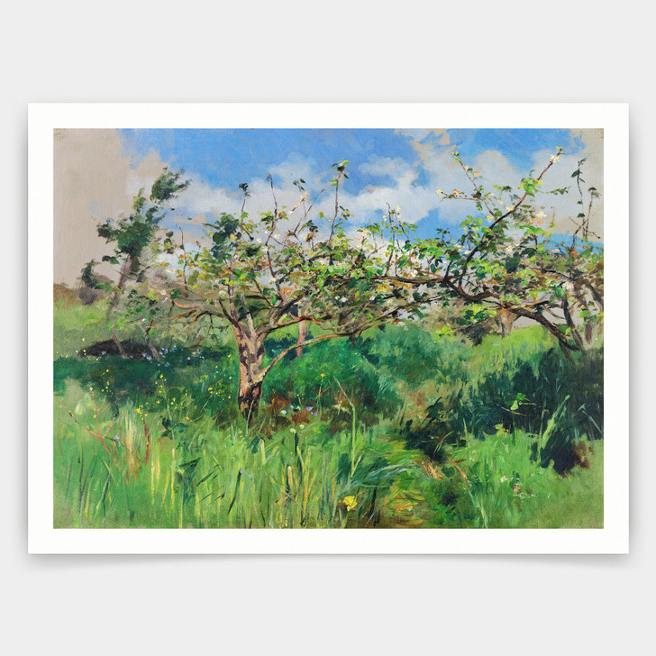 Silva Porto,Apple tree in flower,art prints,Vintage art,canvas wall art,famous art prints,q1400