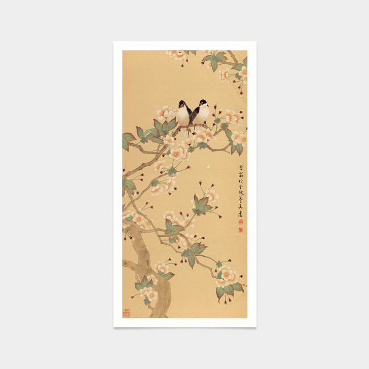 Chen Zhifo,Magpie on Cherry Blossom,Chinese Wall Art,japanese print,art prints,Vintage art,famous art prints,vertical narrow prints,V7329