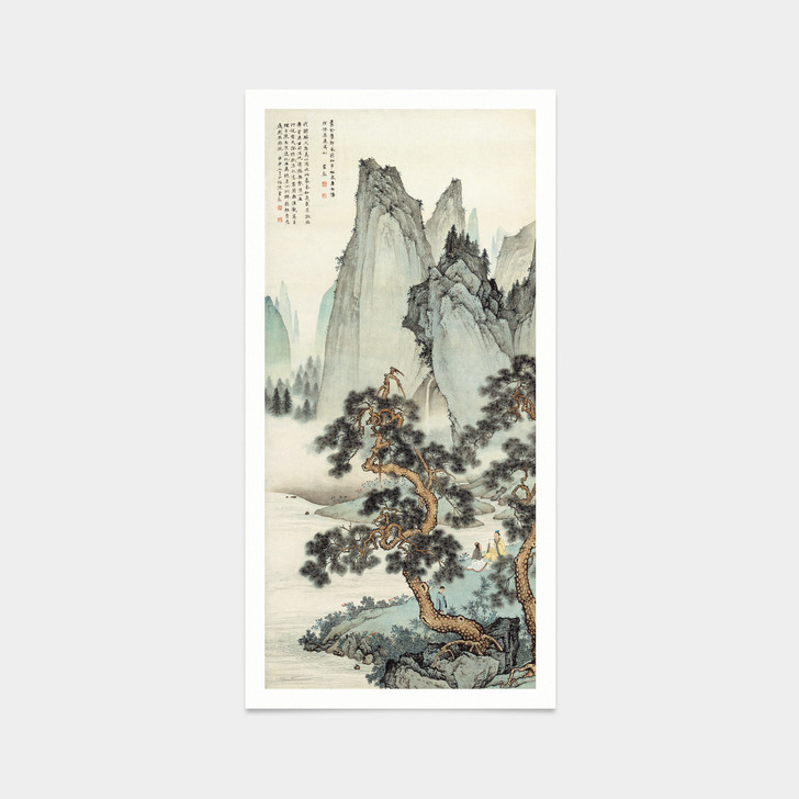 Chen shaomei,Riverside pine scenery,Chinese Landscape print,japanese print,art prints,Vintage,famous art prints,vertical narrow prints,V7325