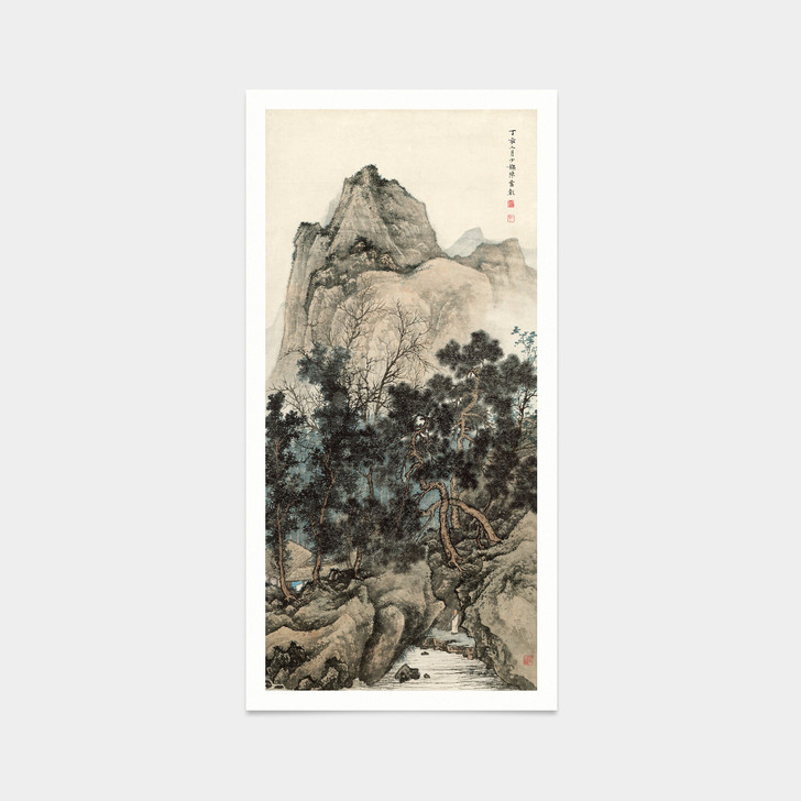Chen shaomei,Pine Forest Cabin,Chinese Landscape,japanese print,art prints,Vintage art,canvas,famous art prints,vertical narrow prints,V7324