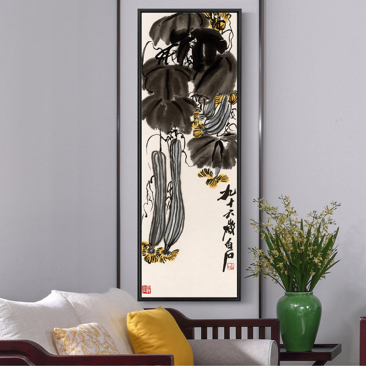 Qi Baishi,Towel gourd,Chinese painting,Vertical Narrow Art,large wall art,framed wall art,canvas wall art,M668