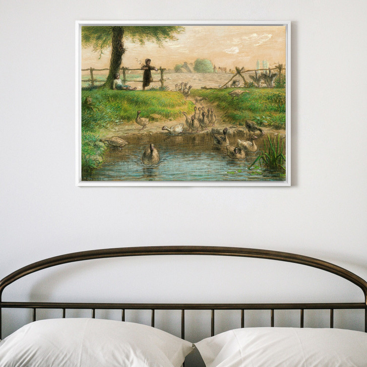 Jean-Francois Millet,Peasant Children at Goose Pond,large wall art,framed wall art,canvas wall art,large canvas,M4337