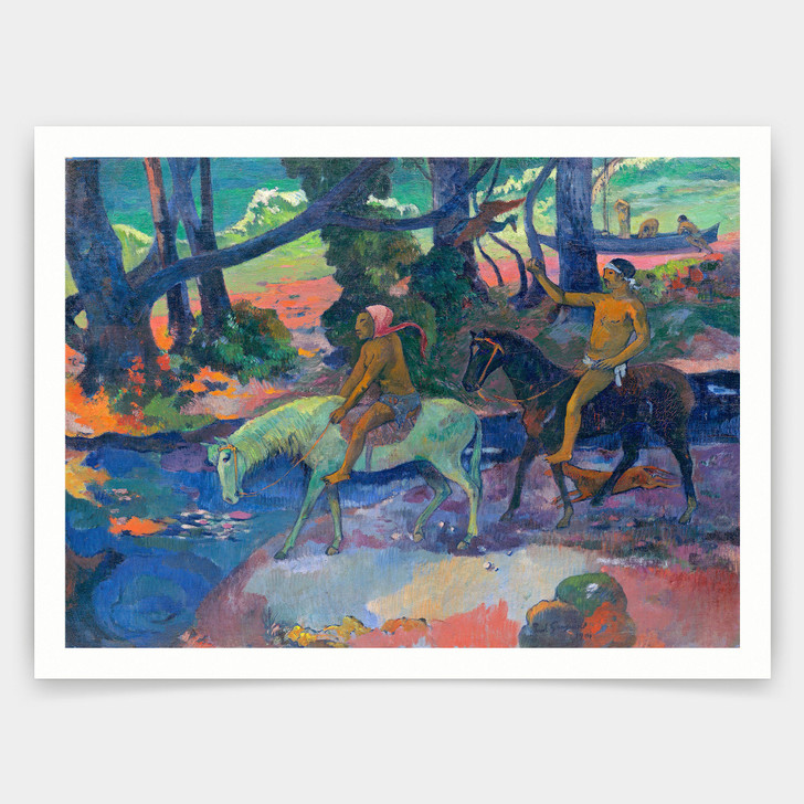 Paul Gauguin,The Ford,The Flight,1901,art prints,Vintage art,canvas wall art,famous art prints,q1302