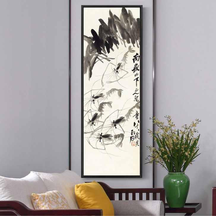 Qi Baishi,Shrimp in the pond,Chinese painting,Vertical Narrow Art,large wall art,framed wall art,canvas wall art,M658