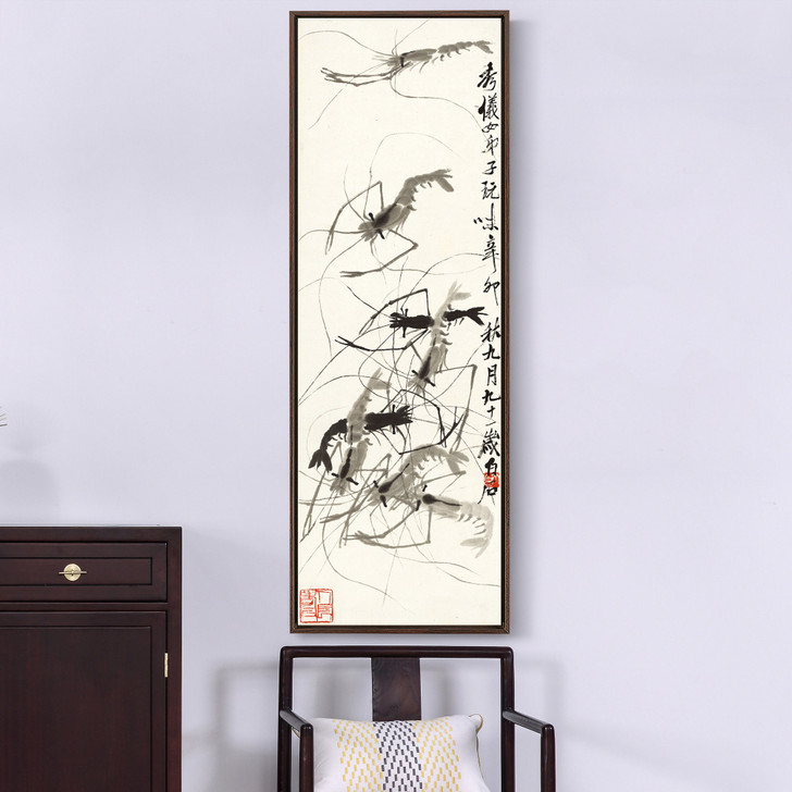 Qi Baishi,Shrimp painting,Chinese painting,Vertical Narrow Art,large wall art,framed wall art,canvas wall art,M659