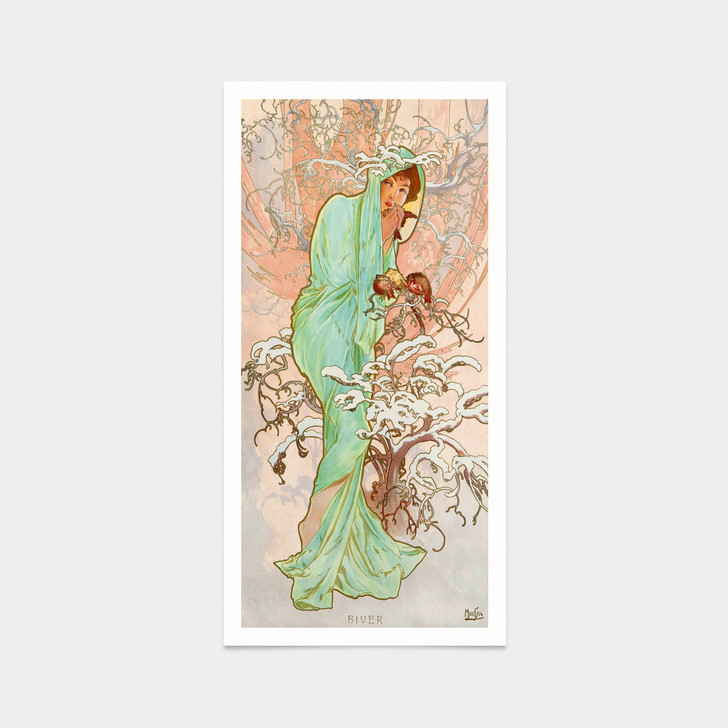 Alphonse Mucha,Winter,Portraits of Women print,art prints,Vintage art,canvas wall art,famous art prints,vertical narrow prints,V7309