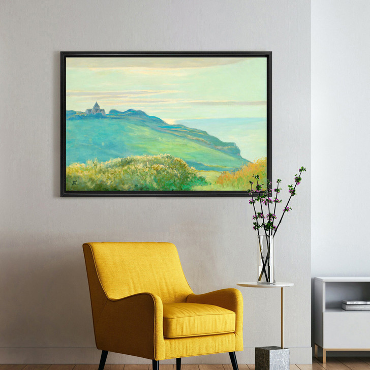 Jean Francis Auburtin,Varengeville Church,Bay scenery, green scenery,canvas print,canvas art,canvas wall art,large wall art,framed art,p1770