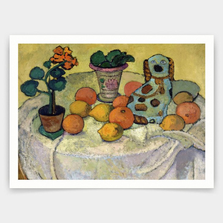 Paula Modersohn-Becker,Still Life with Oranges and Stoneware Dog,art prints,Vintage art,canvas wall art,famous art prints,V4822