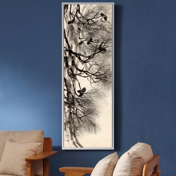 Qi Baishi,pine tree painting,Chinese painting,Vertical Narrow Art,large wall art,framed wall art,canvas wall art,M645