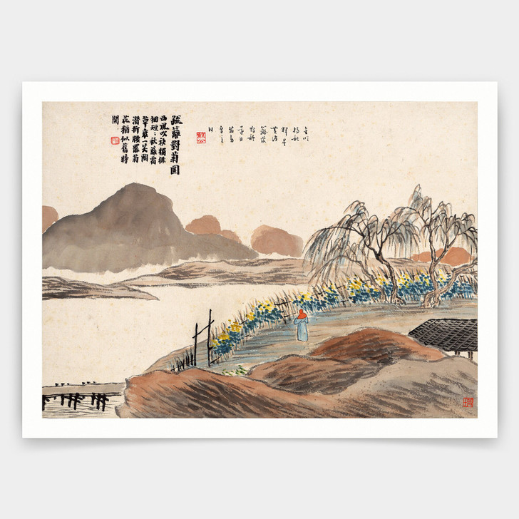 Qi Baishi,Courtyard by the river,Chinese painting,art prints,Vintage art,canvas wall art,famous art prints,V4899