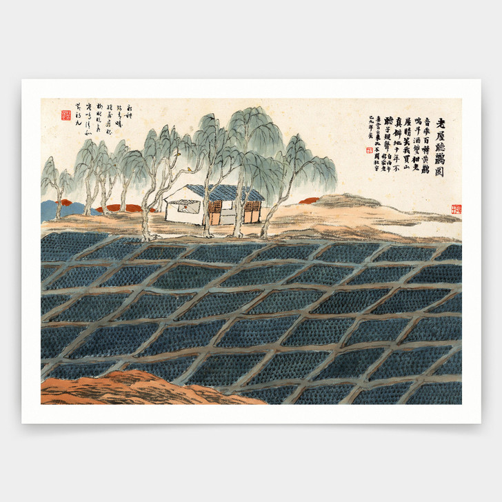 Qi Baishi,Farmland and huts,Chinese painting,art prints,Vintage art,canvas wall art,famous art prints,V4901
