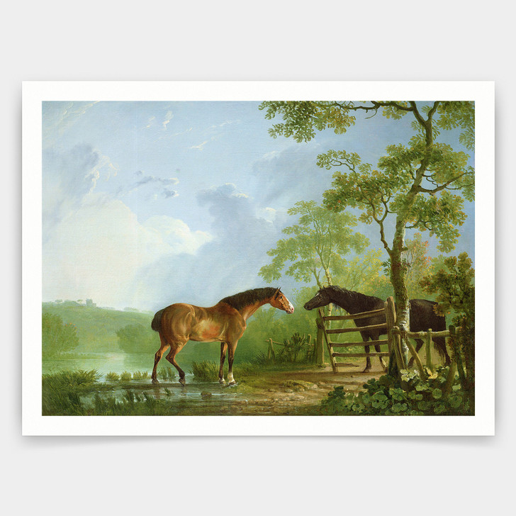 Sawrey Gilpin,Mare and Stallion in a Landscape,art prints,Vintage art,canvas wall art,famous art prints,V4981