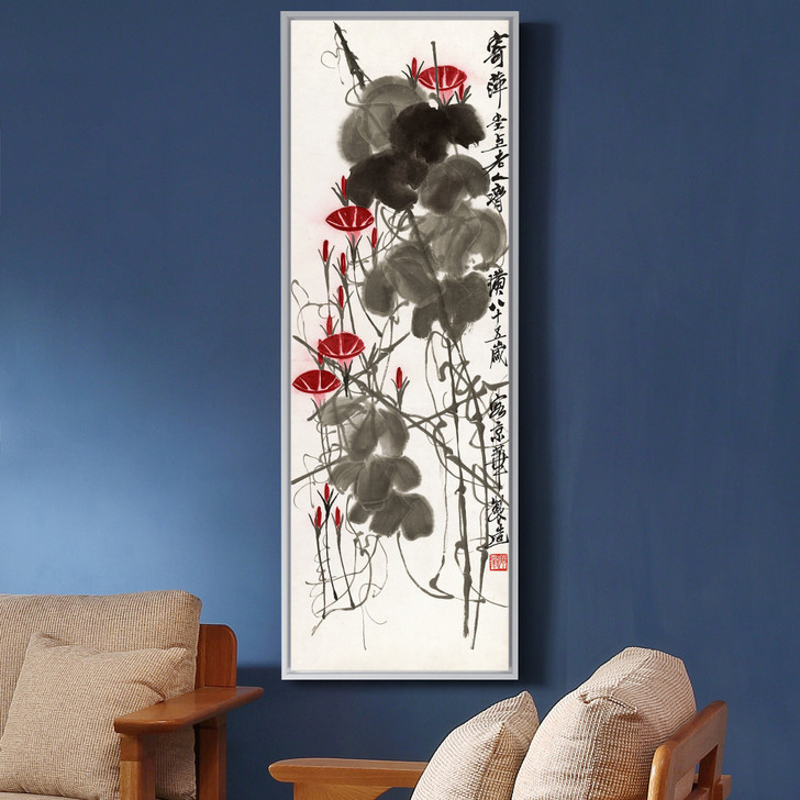 Qi Baishi,Morning glory painting,Chinese painting,Vertical Narrow Art,large wall art,framed wall art,canvas wall art,M633