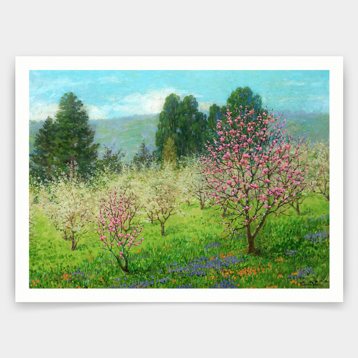 Theodore Wores,Blossom Time in Saratoga, California, 1909,art prints,Vintage art,canvas wall art,famous art prints,V5014