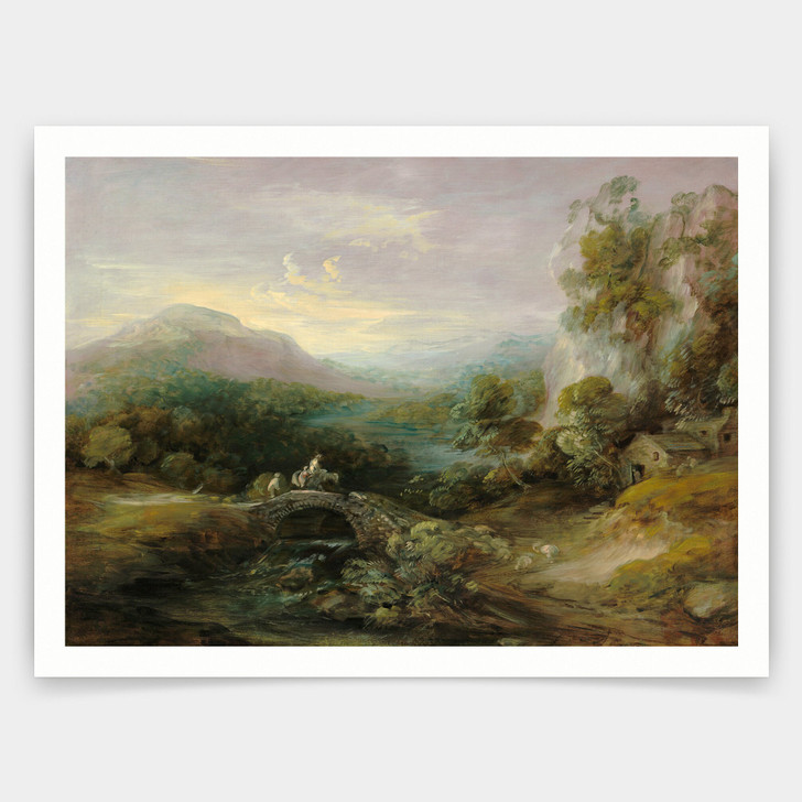 Thomas Gainsborough,Mountain Landscape with Bridge,art prints,Vintage art,canvas wall art,famous art prints,V5034