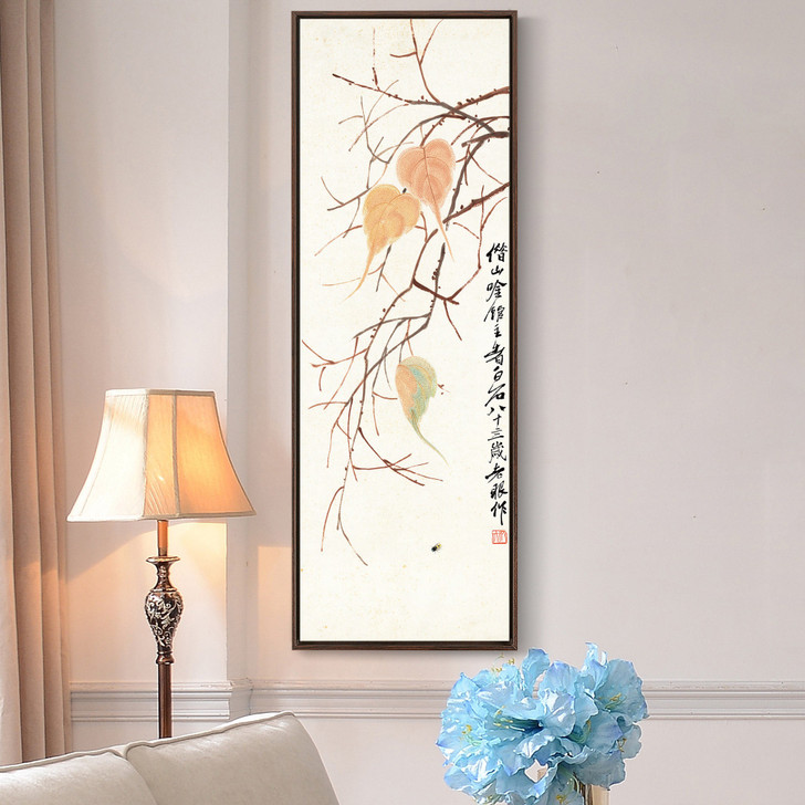 Qi Baishi,Leaves on branches in autumn,Chinese painting,Vertical Narrow Art,large wall art,framed wall art,canvas wall art,M621