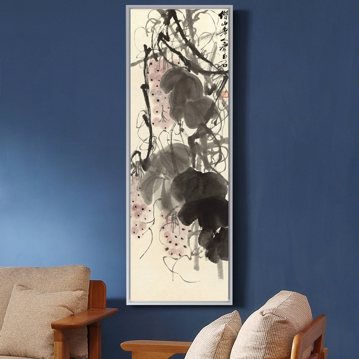 Qi Baishi,grapes and pumpkin,Chinese painting,Vertical Narrow Art,large wall art,framed wall art,canvas wall art,M617