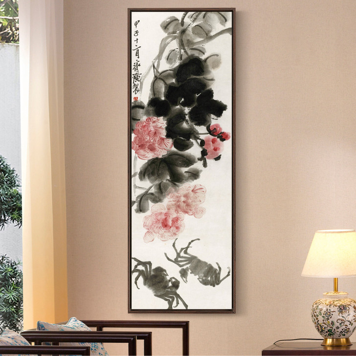 Qi Baishi,Hibiscus and crab,Chinese painting,Vertical Narrow Art,large wall art,framed wall art,canvas wall art,M619