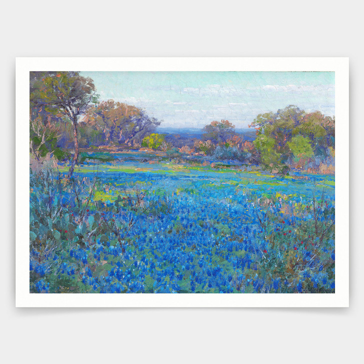 Julian onderdonk,A Field of Blue Bonnets, Late Afternoon Sunlight,art prints,Vintage art,canvas wall art,famous art prints,q1189