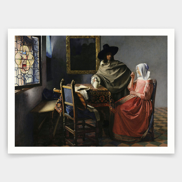 Johanes Vermeer,The Glass of Wine,art prints,Vintage art,canvas wall art,famous art prints,q1161