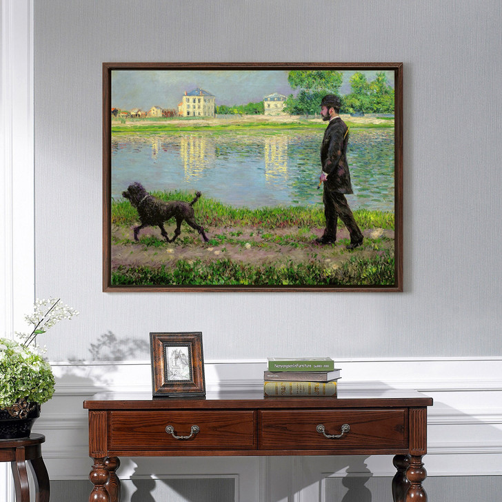 Gustave Caillebotte,Richard Gallo and his dog Dick on the banks of the Seine near Petit Gennevilliers,large wall art,framed wall art,M3982