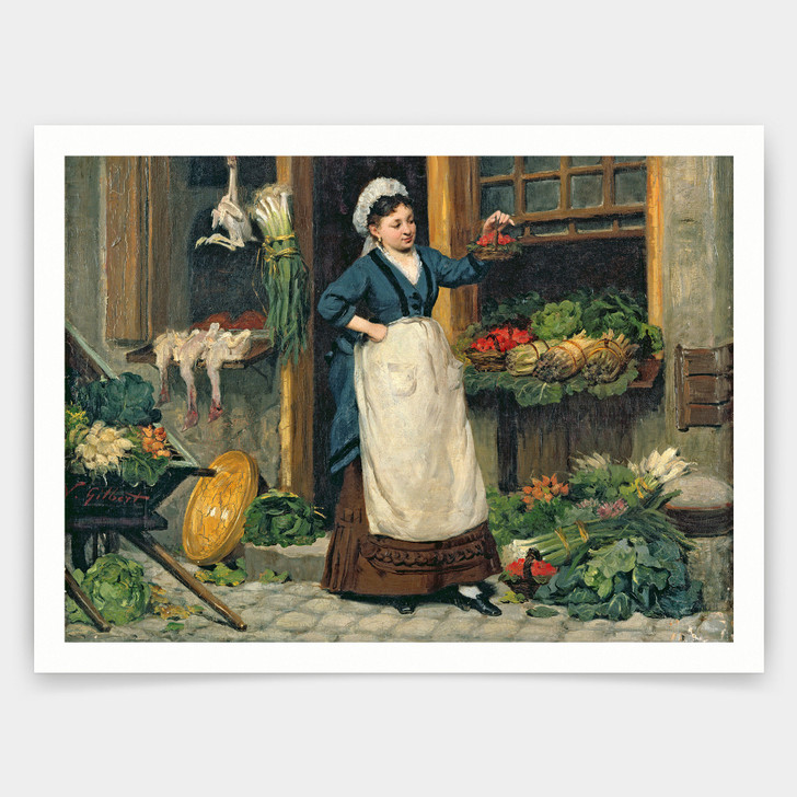 Victor Gabriel Gilbert,The Fruit Seller,art prints,Vintage art,canvas wall art,famous art prints,V5063