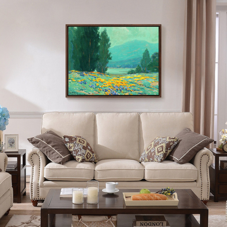 Granville Redmond,Cypress Trees and Poppies,large wall art,framed wall art,canvas wall art,large canvas,M3957