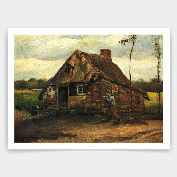 Vincent van Gogh,Cottage with Peasant Coming Home,art prints,Vintage art,canvas wall art,famous art prints,V5077