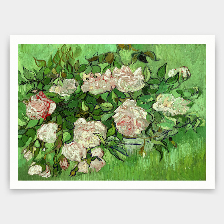 Vincent Van Gogh,Pink Roses, 1890,art prints,Vintage art,canvas wall art,famous art prints,V5092