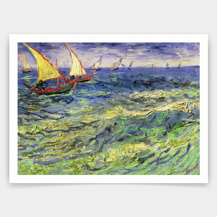 Vincent van Gogh,Seascape at Saintes-Maries 1888,art prints,Vintage art,canvas wall art,famous art prints,V5096