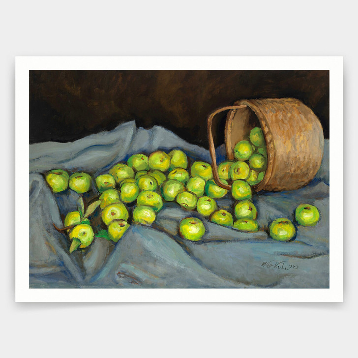 Walt Kuhn,Green Apples on Blue Cloth,art prints,Vintage art,canvas wall art,famous art prints,V5120
