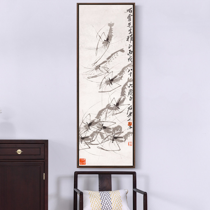 Qi Baishi,Chinese shrimp painting,Chinese painting,Vertical Narrow Art,large wall art,framed wall art,canvas wall art,M595