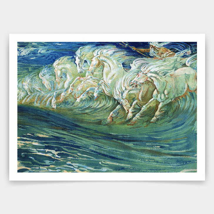 Walter Crane,The Horses of Neptune,art prints,Vintage art,canvas wall art,famous art prints,V5123