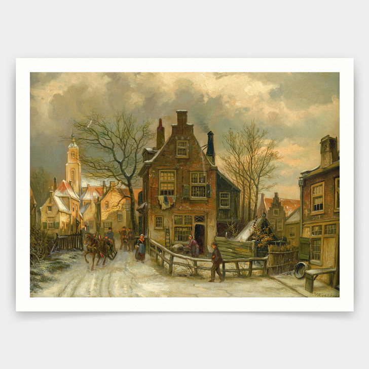 Willem Koekkoek,A winter's day,art prints,Vintage art,canvas wall art,famous art prints,V5140
