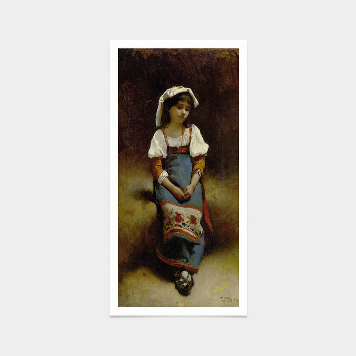 Leon Bonnat,Italian woman,girl portrait print,art prints,Vintage art,canvas wall art,famous art prints,vertical narrow prints,V7742