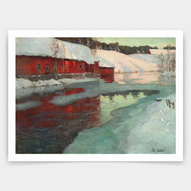 Frits Thaulow,Freezing river 1897,art prints,Vintage art,canvas wall art,famous art prints,q1016