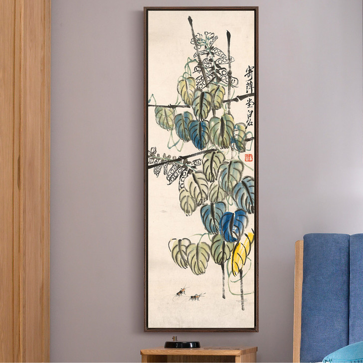 Qi Baishi,Beans on the fence,Chinese painting,Vertical Narrow Art,large wall art,framed wall art,canvas wall art,M586