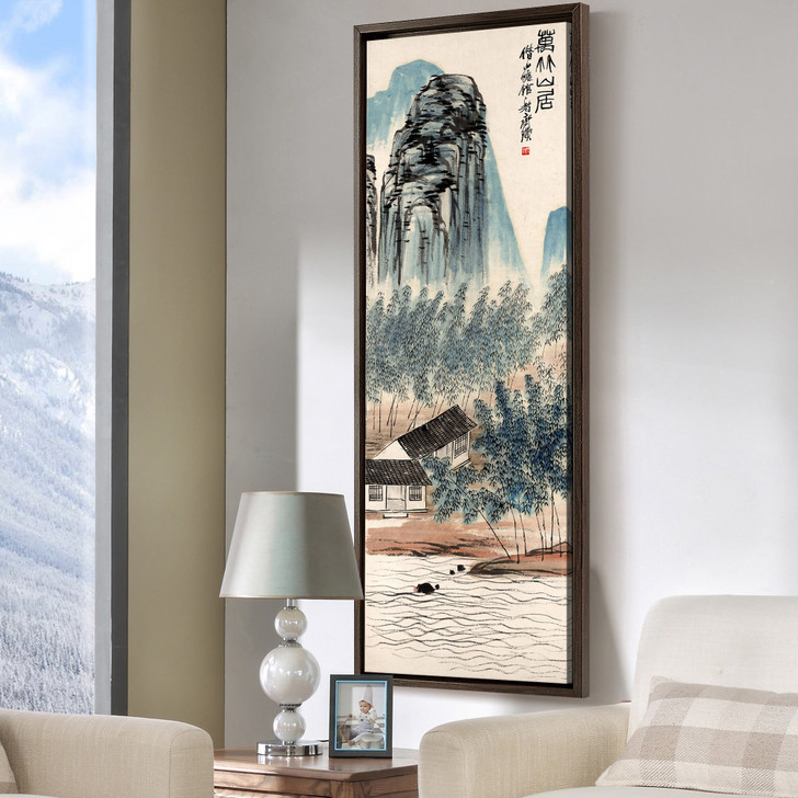 Qi Baishi,Bamboo forest and hut,Chinese painting,Vertical Narrow Art,large wall art,framed wall art,canvas wall art,M584