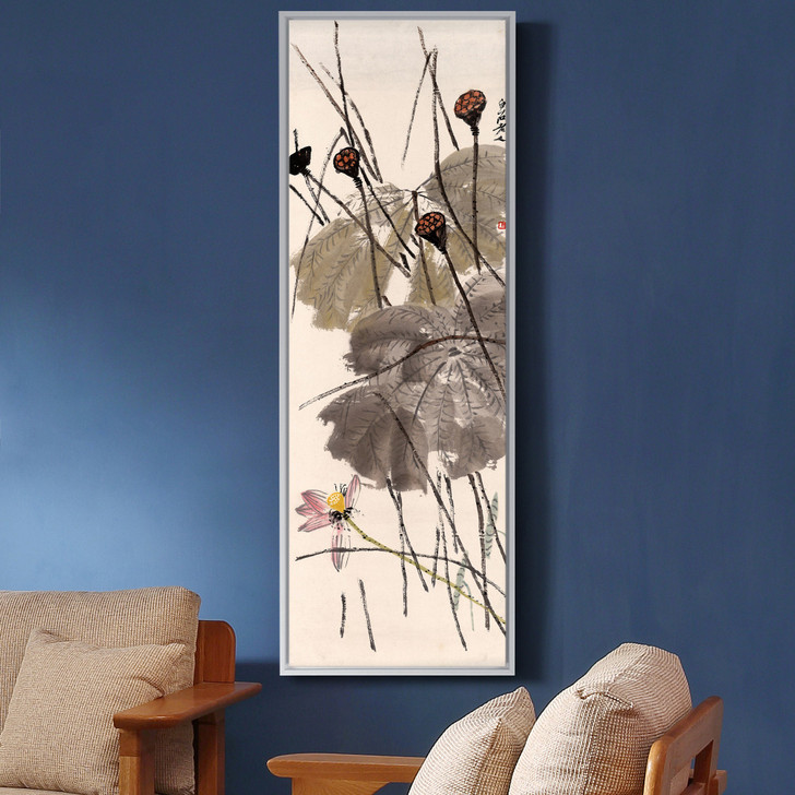 Qi Baishi,Autumn lotus,Chinese painting,Vertical Narrow Art,large wall art,framed wall art,canvas wall art,M583
