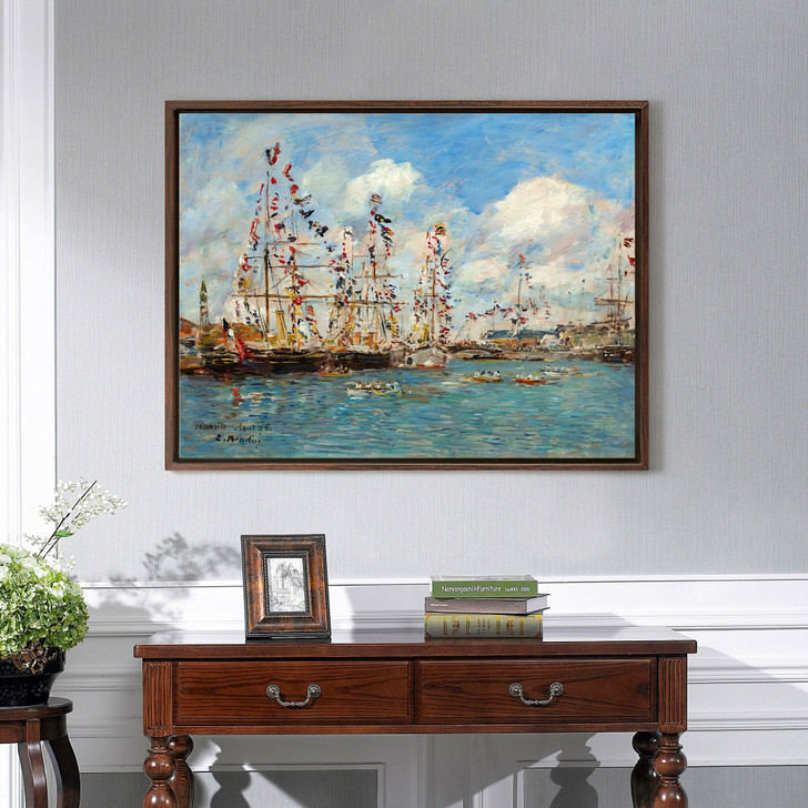 Eugene Boudin,Boats Decorated with Flags in the Port of Deauville,large wall art,framed wall art,canvas wall art,large canvas,M3663