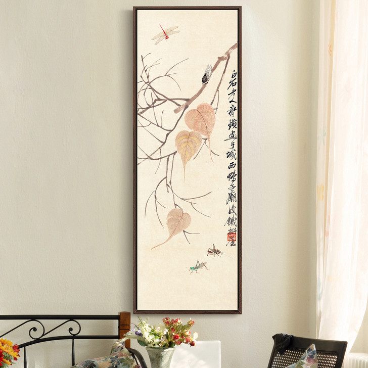 Qi Baishi,Autumn leaves and insects,Chinese painting,Vertical Narrow Art,large wall art,framed wall art,canvas wall art,M581