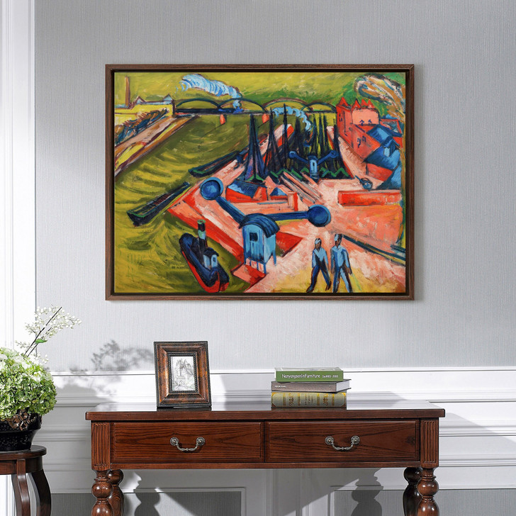 Ernst Ludwig Kirchner,Western Harbour in Frankfurt am Main,large wall art,framed wall art,canvas wall art,large canvas,M3658