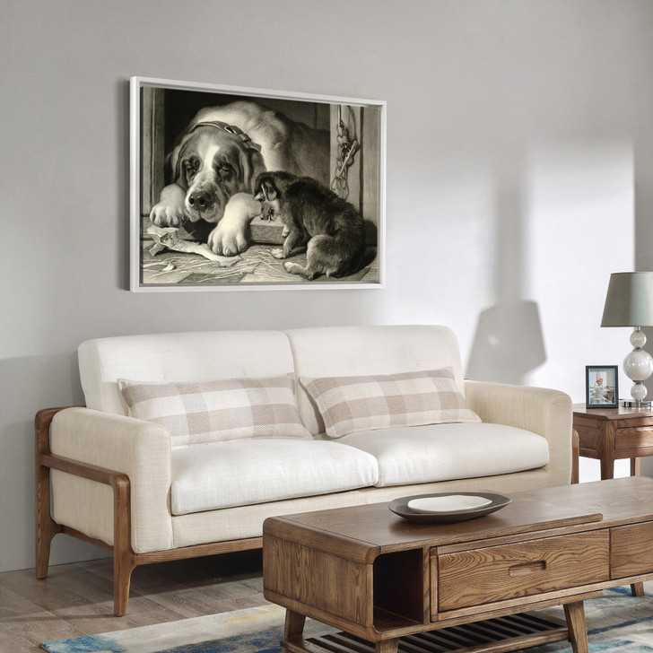Edwin Landseer,Doubtful Crumbs,large wall art,framed wall art,canvas wall art,large canvas,M3614