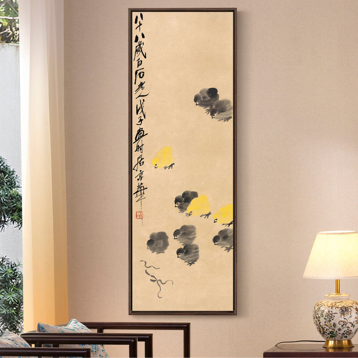 Qi Baishi,A flock of chickens,Chinese painting,Vertical Narrow Art,large wall art,framed wall art,canvas wall art,M575