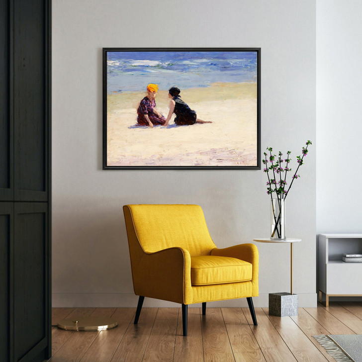 Edward Henry Potthast,Confidences,Women on the beach,large wall art,framed wall art,canvas wall art,large canvas,M3583