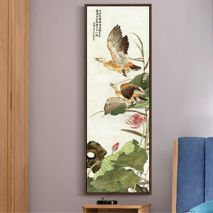 Liu kuiling,Lotus and goose,Birds And Flowers,Vertical Narrow Art,large wall art,framed wall art,canvas wall art,M539